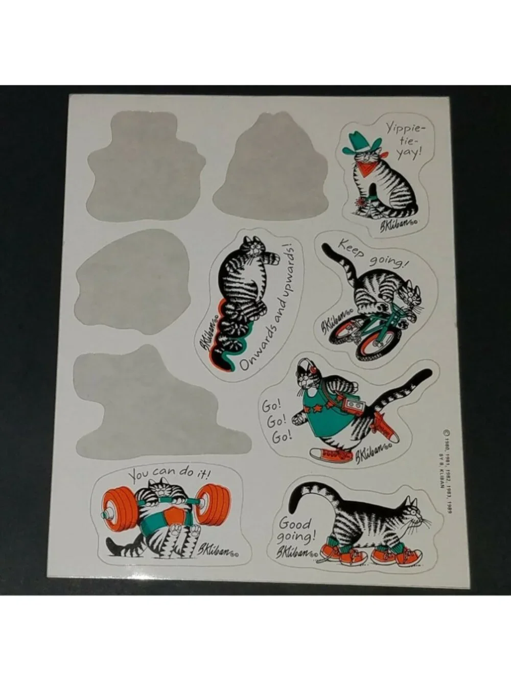VTG 1989 B Kliban Black White Striped Cat Sticker Sheets (19 Stickers Total)